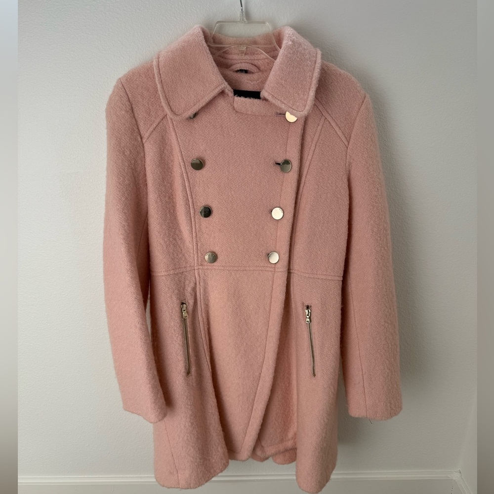 Guess Pink Double Breasted Bouclé Cutaway Coat